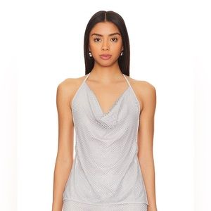 Crystal cowl neck backless top